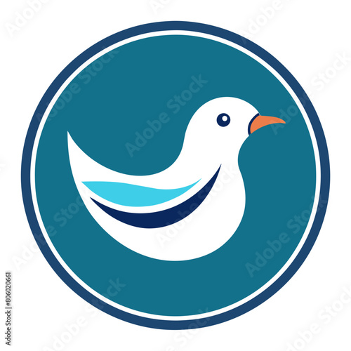 A picture of  A Gull Icon in circle logo   vector style   Minimalist  creative  White background 