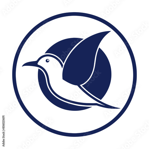 A picture of A Gull Icon in circle logo, vector style, Minimalist, creative, White background 