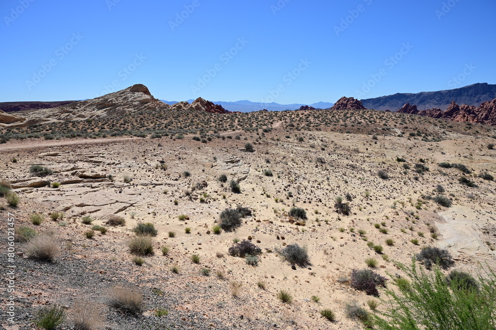 Valley of Fire in Nevada on a scorching hot day during April 2024. 