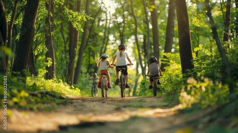 A group of children gleefully pedals along the green paths of the park, laughing and savoring every moment of their adventure. A group of children gleefully pedals along the green paths of the park, laughing and savoring every moment of their adventure.