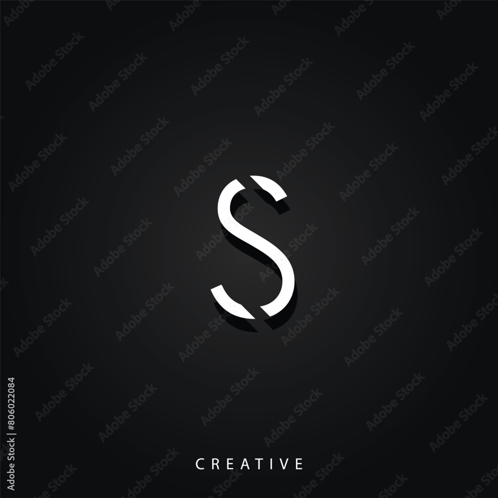 S Creative White Latter Logo Design. Minimal Latter Logo. White Logo. Creative Logo Minimal Latter Logo. Illustration Vector. Creative Monogram. Premium Vector Logo. Premium Design.