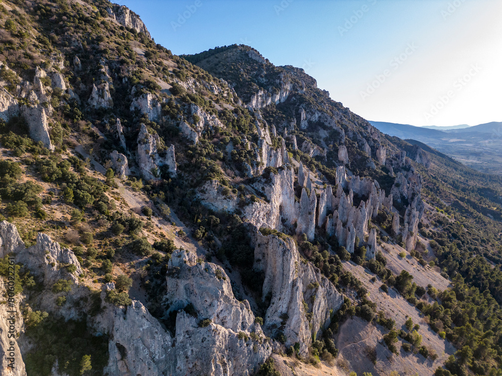 Frares of Quatretondeta, Serrella mountain on evening light, Costa Blanca, Quatretondeta, Alicante, Spain - stock photo Frares of Quatretondeta, Serrella mountain on evening light, Costa Blanca, Quatretondeta, Alicante, Spain - stock photo