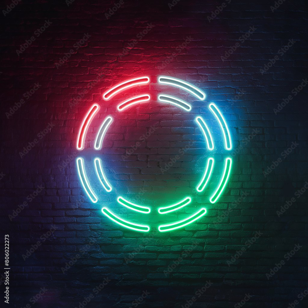 Fototapeta premium a beautiful background image of red, blue & green neon glowing light circle 