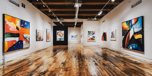 A large room with many paintings on the walls photo