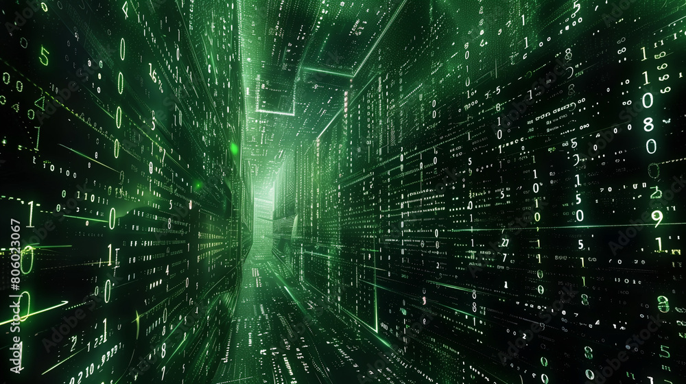 Binary numbers matrix on walls in cyberspace Binary numbers matrix on walls in cyberspace
