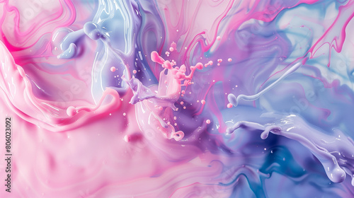Delicate abstract background with splashes of pastel colored liquid