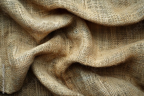 A piece of burlap fabric with a wavy texture