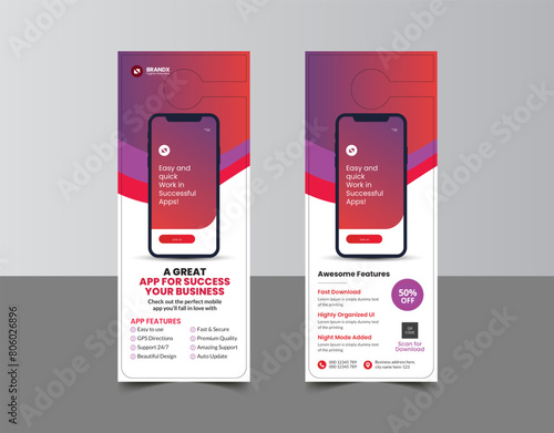 Mobile app promotion door hanger template with creative layout