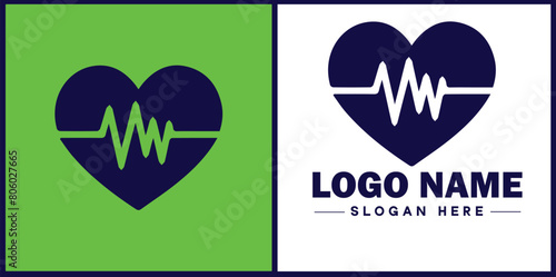 Heart with pulse icon Heartbeat icon Cardiogram symbol Pulse sign flat logo sign symbol editable vector