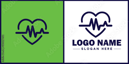 Heart with pulse icon Heartbeat icon Cardiogram symbol Pulse sign flat logo sign symbol editable vector