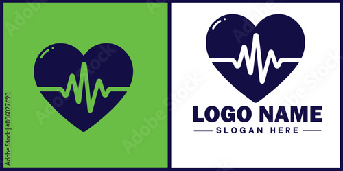 Heart with pulse icon Heartbeat icon Cardiogram symbol Pulse sign flat logo sign symbol editable vector