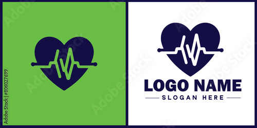 Heart with pulse icon Heartbeat icon Cardiogram symbol Pulse sign flat logo sign symbol editable vector