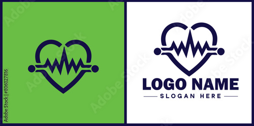 Heart with pulse icon Heartbeat icon Cardiogram symbol Pulse sign flat logo sign symbol editable vector