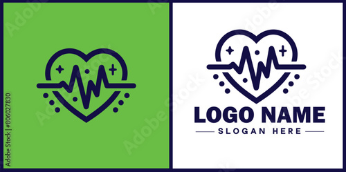 Heart with pulse icon Heartbeat icon Cardiogram symbol Pulse sign flat logo sign symbol editable vector