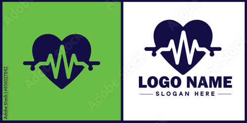 Heart with pulse icon Heartbeat icon Cardiogram symbol Pulse sign flat logo sign symbol editable vector