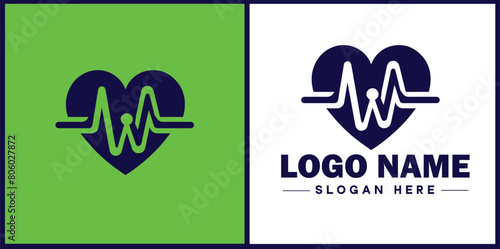 Heart with pulse icon Heartbeat icon Cardiogram symbol Pulse sign flat logo sign symbol editable vector