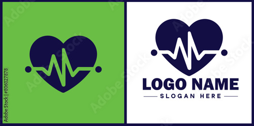 Heart with pulse icon Heartbeat icon Cardiogram symbol Pulse sign flat logo sign symbol editable vector