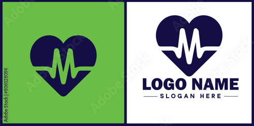 Heart with pulse icon Heartbeat icon Cardiogram symbol Pulse sign flat logo sign symbol editable vector