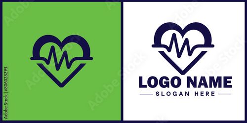Heart with pulse icon Heartbeat icon Cardiogram symbol Pulse sign flat logo sign symbol editable vector
