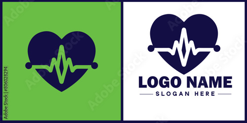 Heart with pulse icon Heartbeat icon Cardiogram symbol Pulse sign flat logo sign symbol editable vector