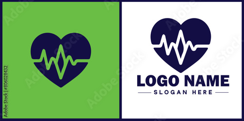 Heart with pulse icon Heartbeat icon Cardiogram symbol Pulse sign flat logo sign symbol editable vector