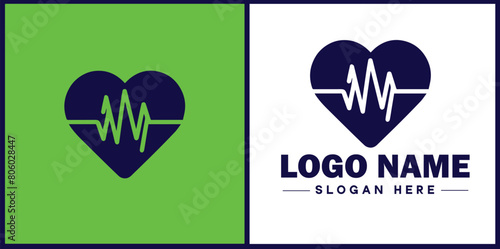 Heart with pulse icon Heartbeat icon Cardiogram symbol Pulse sign flat logo sign symbol editable vector