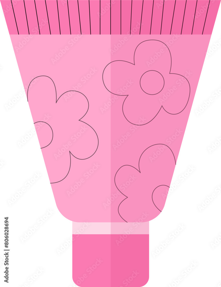 Flat style cream tube with flowers vector clipart Flat style cream tube with flowers vector clipart