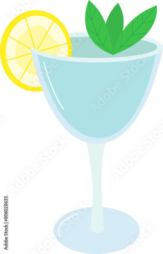 Mojito cocktail in a glass with a slice of lemon vector clipart (ID: 806028635)
