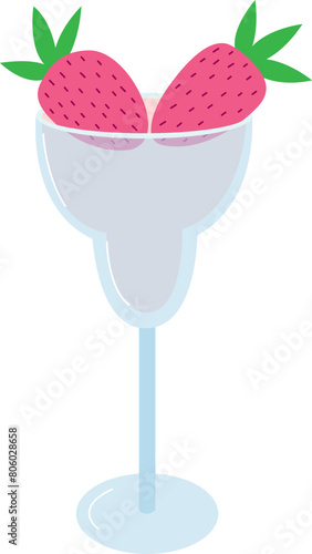 Strawberry margarita in a glass summer alcoholic cocktail vector flat illustration (ID: 806028658)