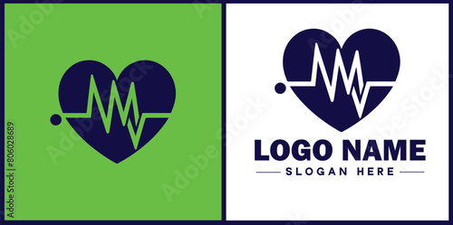 Heart with pulse icon Heartbeat icon Cardiogram symbol Pulse sign flat logo sign symbol editable vector