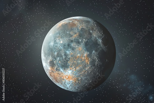 Realistic view of a penumbral lunar eclipse, subtle shadowing photo