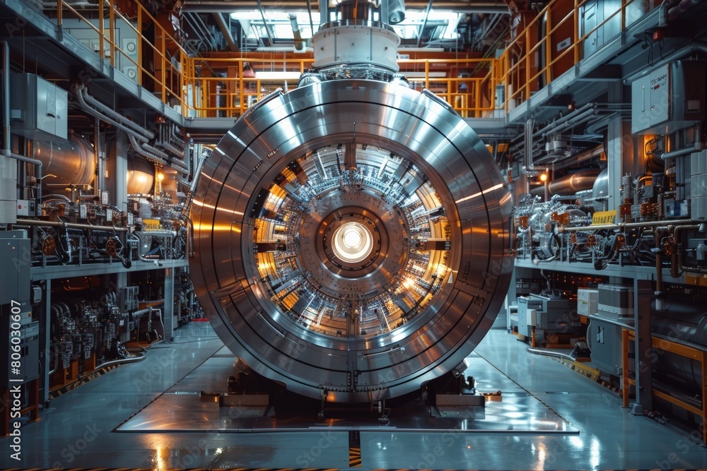 Inside a nuclear reactor, intricate machinery for fission, key in producing substantial electric power efficiently. nuclear fission and use in generating electricity, Inside a nuclear reactor, intricate machinery for fission, key in producing substantial electric power efficiently. nuclear fission and use in generating electricity,