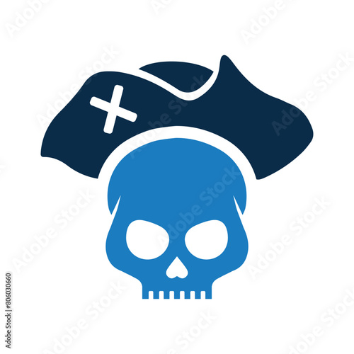 Hat, pirate, skull icon. Simple color vector.