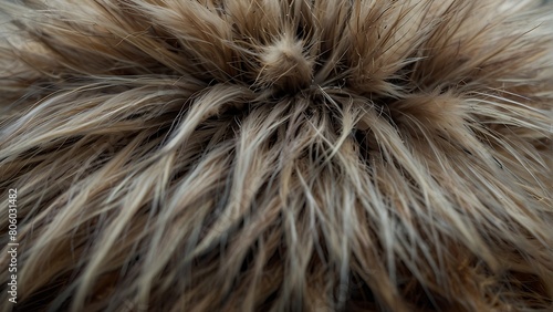 Feather and hair textures in close-up  showcasing beauty and nature