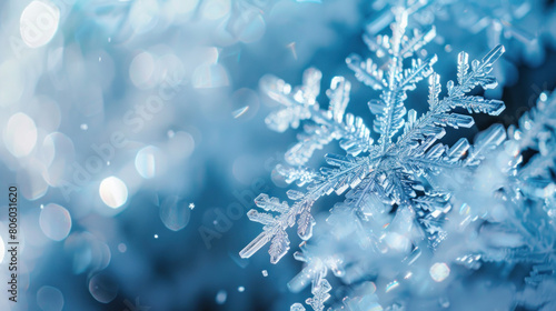 Close-up shot of enchanted snowflakes. Generated by AI  © DODO.CG
