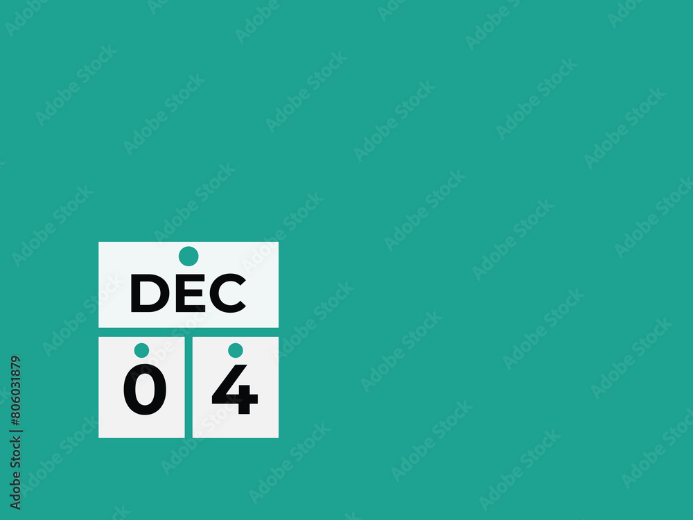 December 4 calendar reminder. 4 December daily calendar icon template. Calendar 4 December icon Design template. Vector illustration
December 4 calendar reminder. 4 December daily calendar icon template. Calendar 4 December icon Design template. Vector illustration
