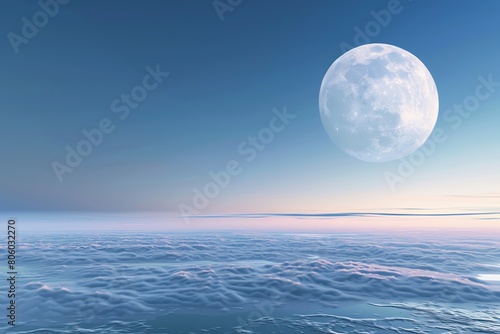 Moons horizon  realistic  smooth gradient sky  foreground focus