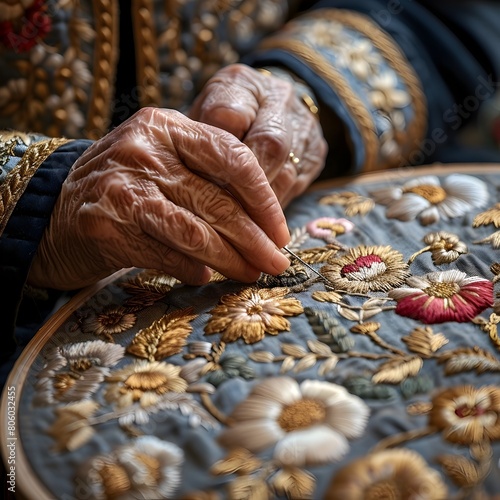 Intricate Embroidery A Skilled Artisan s Hands Meticulously Crafting Delicate Textile Designs
