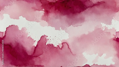 watercolor pink gradient background with space, splashes on white © Jan