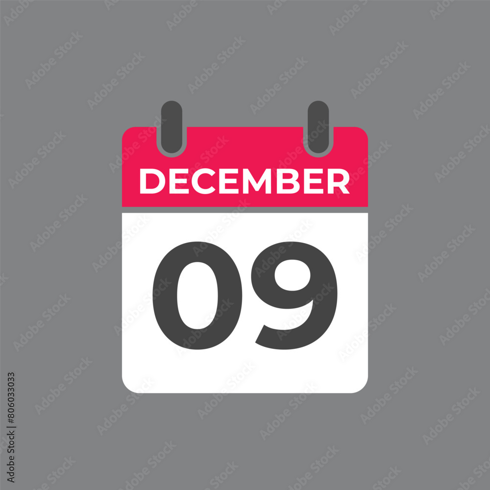 December 9 calendar reminder. 9 December daily calendar icon template. Calendar 9 December icon Design template. Vector illustration
December 9 calendar reminder. 9 December daily calendar icon template. Calendar 9 December icon Design template. Vector illustration