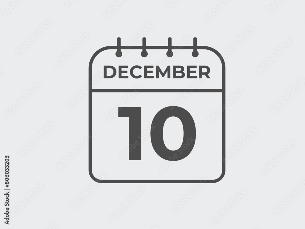 December 10 calendar reminder. 10 December daily calendar icon template. Calendar 10 December icon Design template. Vector illustration
December 10 calendar reminder. 10 December daily calendar icon template. Calendar 10 December icon Design template. Vector illustration