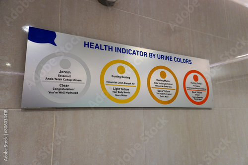 Urine color-based indicator boards installed in public toilet walls