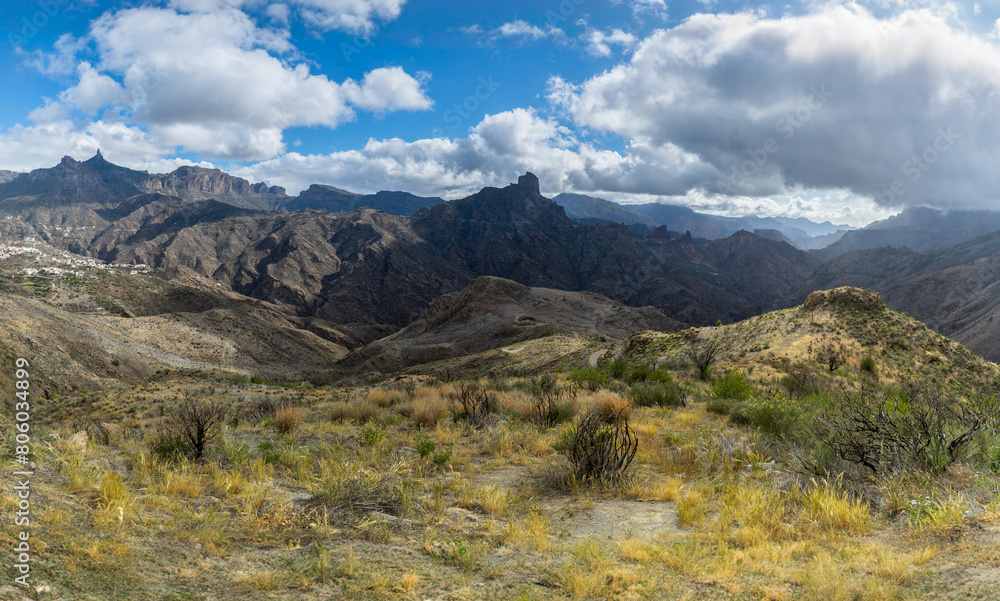 landscape. view of Bentayga rock in the top of Gran Canaria . Gran Canaria. Canary islands