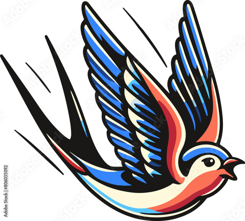 Blue Swallow Flying, Swallow tattoo, tattoo, swallow bird, bird in a vector svg or png or a Sparrow Tattoo