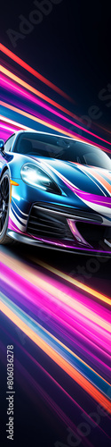 Racing car's aerodynamic body kit enhancements shine amidst energetic outdoor settings © Tatiana