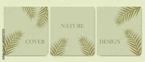 Abstract botanical toropical notepad cover design. Botanical background. Hand drawn aesthetic background with tropical exotic leaves. For notepads, planners, brochures, books, catalogues.