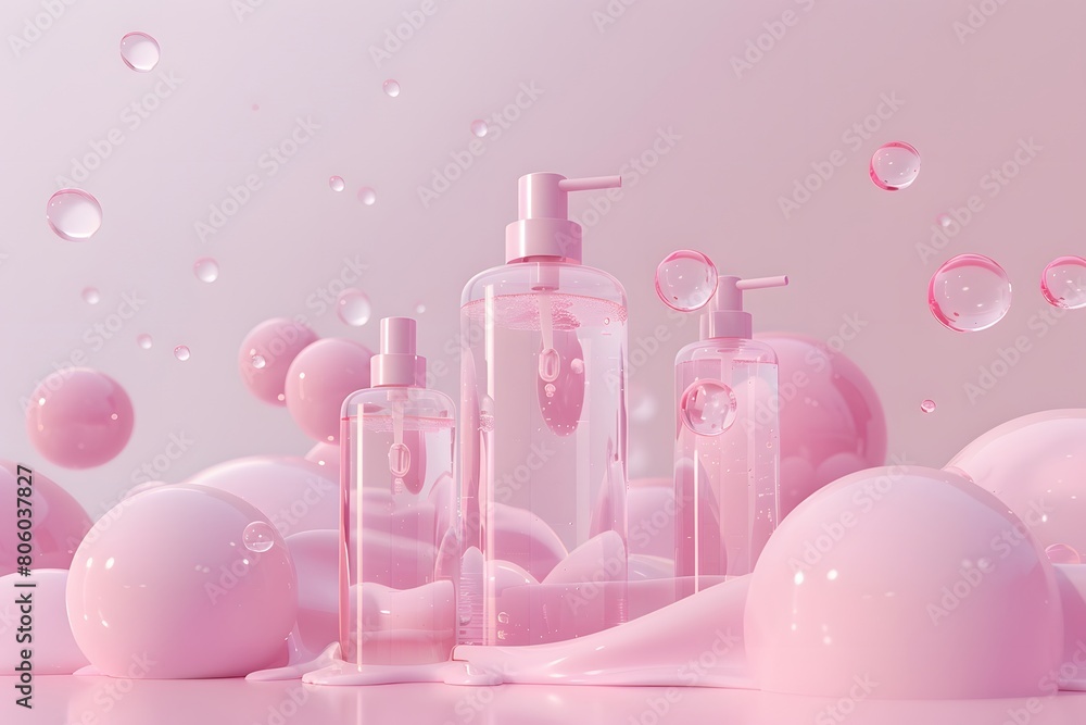 Ingredients for facial cleansing foam and facial cleansing gel for product advertising. Ingredients for facial cleansing foam and facial cleansing gel for product advertising.