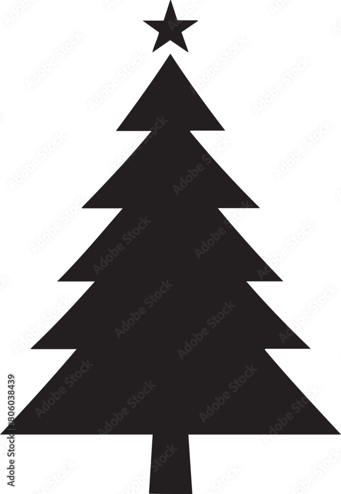 Christmas Tree With Star silhouette. Christmas Tree With Star silhouette.