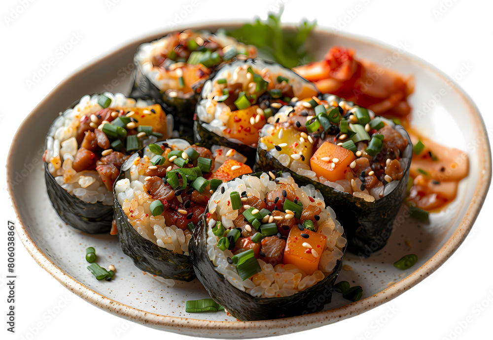 Delicious kimbap on elegant plate Delicious kimbap on elegant plate