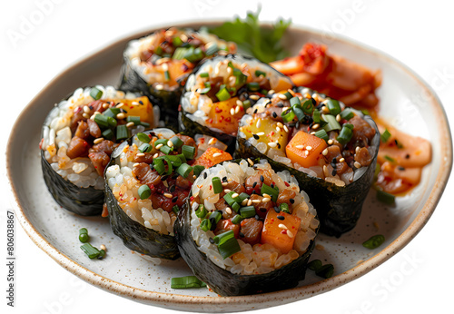 Delicious kimbap on elegant plate